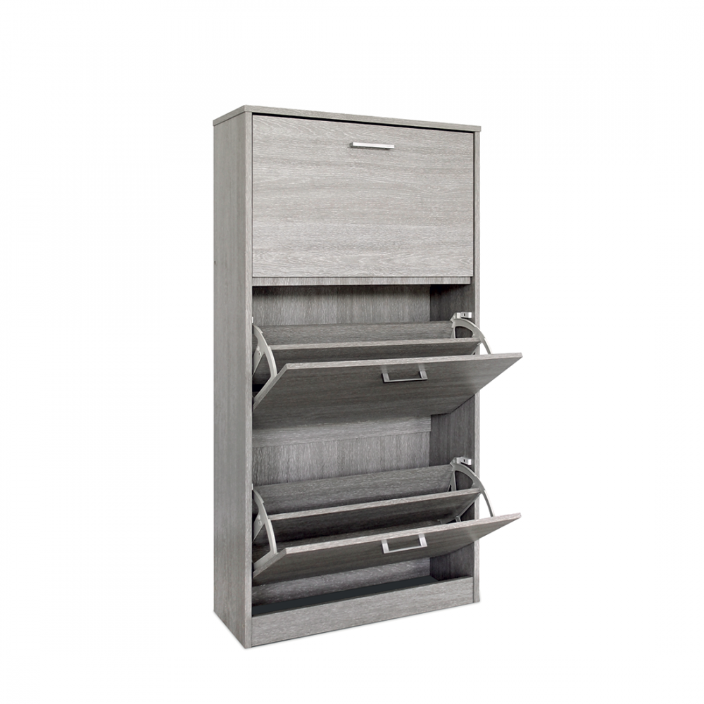 Meuble À Chaussures Vertical Era, 3 Tiroirs Coloris Chêne Gris à Prix