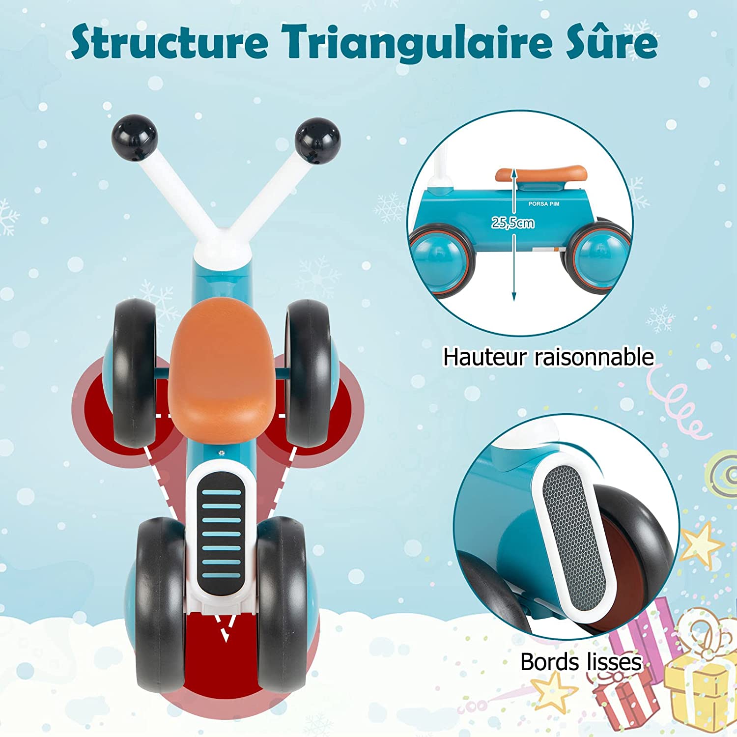 Draïsienne Bébé 1-3 Ans – Vélo Équilibre 4 Roues – Siège Et Guidon Réglables – Cadeau Fille Garçon 12-36 Mois – Rose – Fairnull