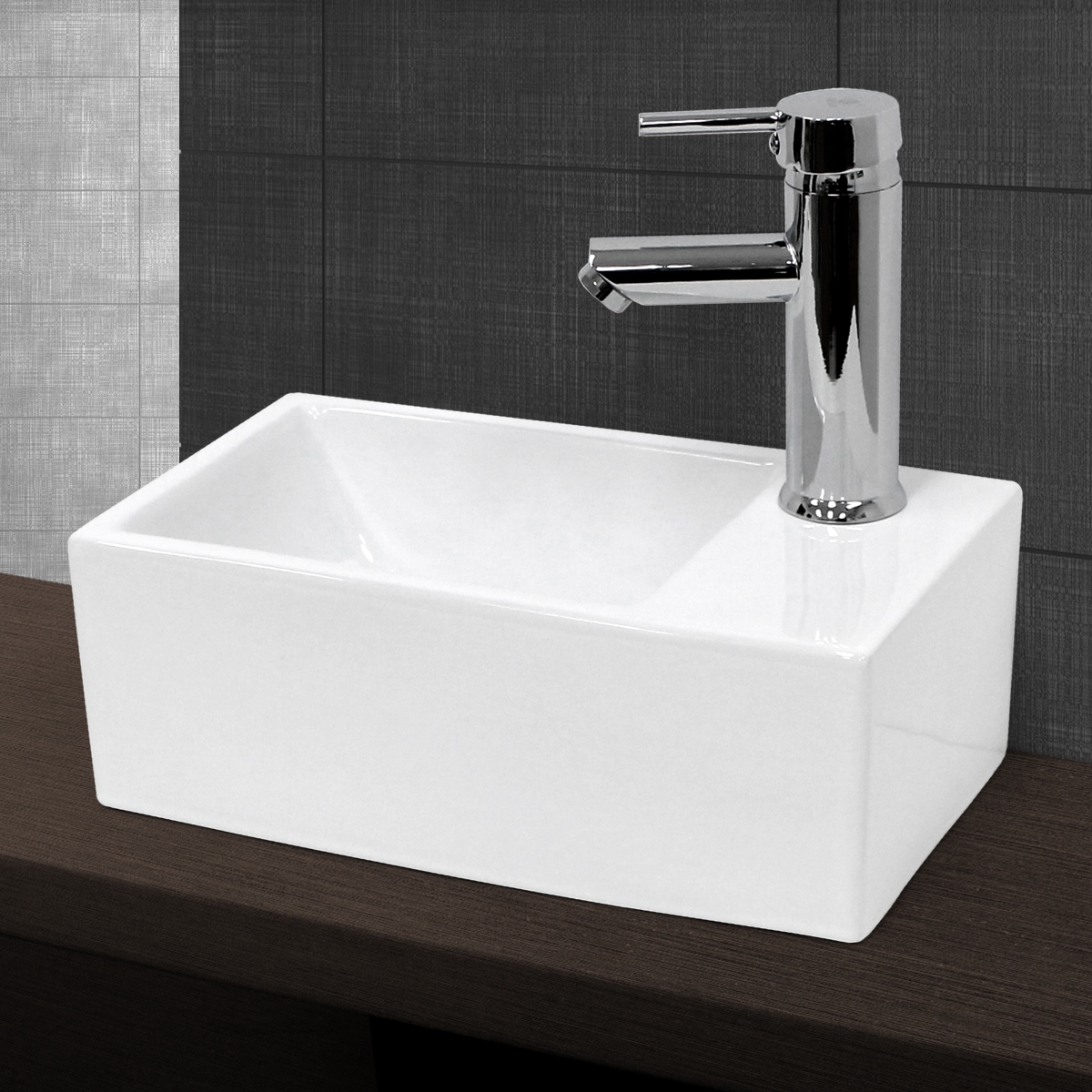 Lavabo En Céramique Blanc Avec Garniture De Vidage Vasque À Poser 350 X 205 Mm