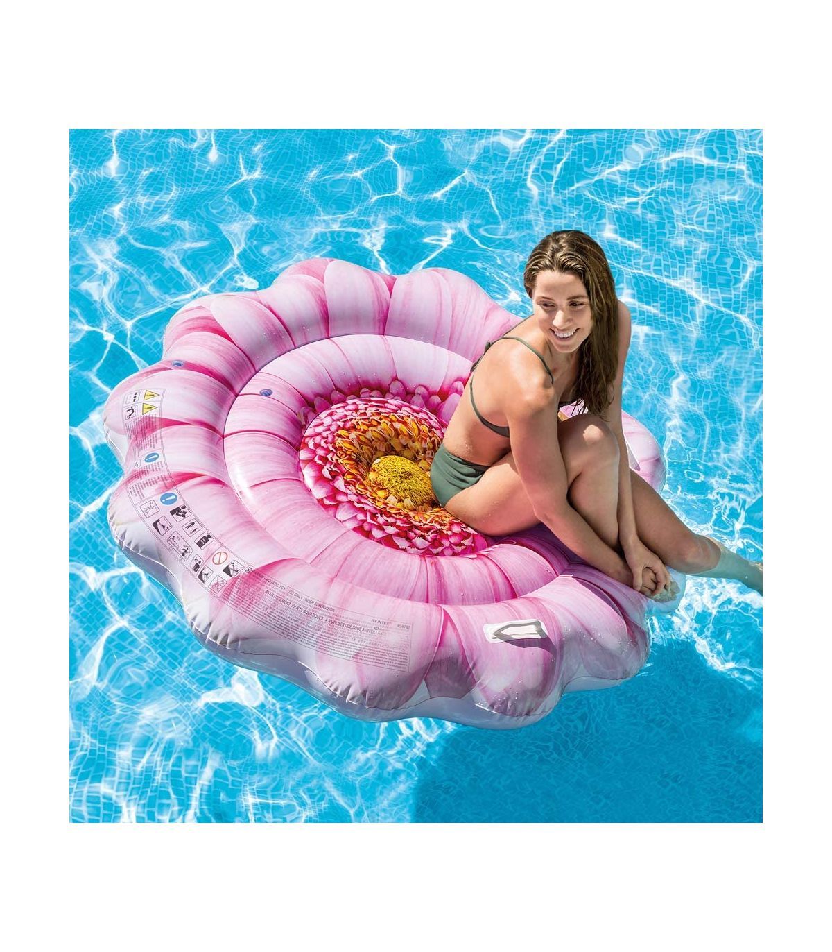 Matelas Gonflable Fleur Rose 142 X 142 Cm
