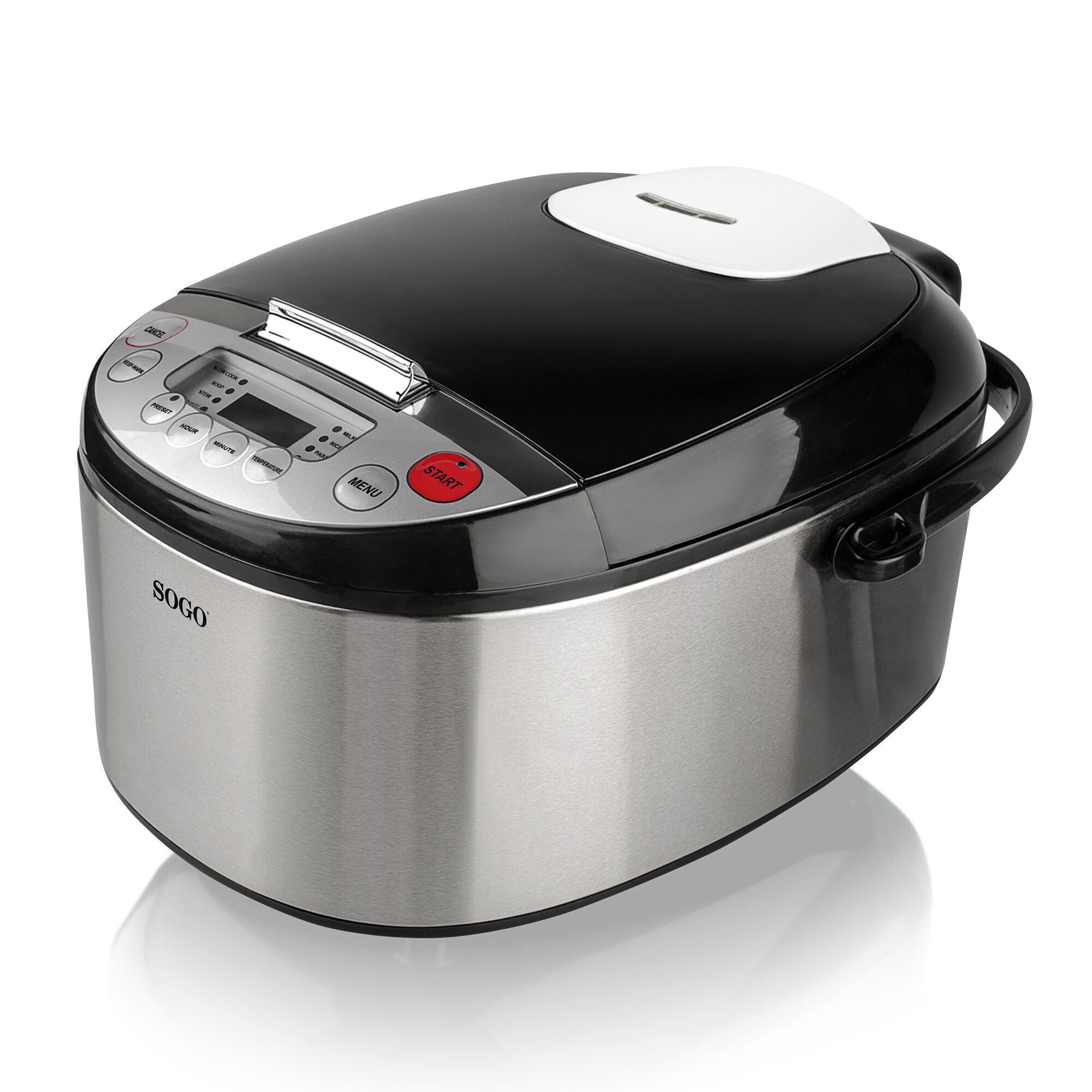 SOGO Robot da Cucina Multifunzione – 11 Programmi, 5L, Corpo in Acciaio Inox, Display LED, Timer 24h, 900W