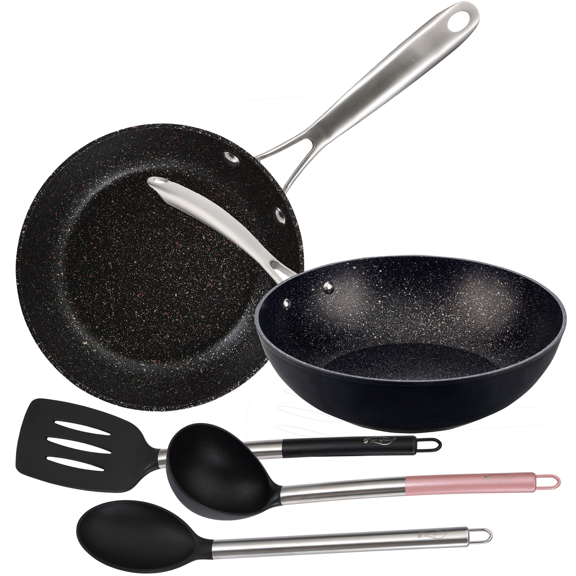 Ensemble 3 Poêles à Frire Antiadhésives Kiseely 20cm + 25cm + 30cm - Sans PFAS, Compatible Induction, Lave-Vaisselle
