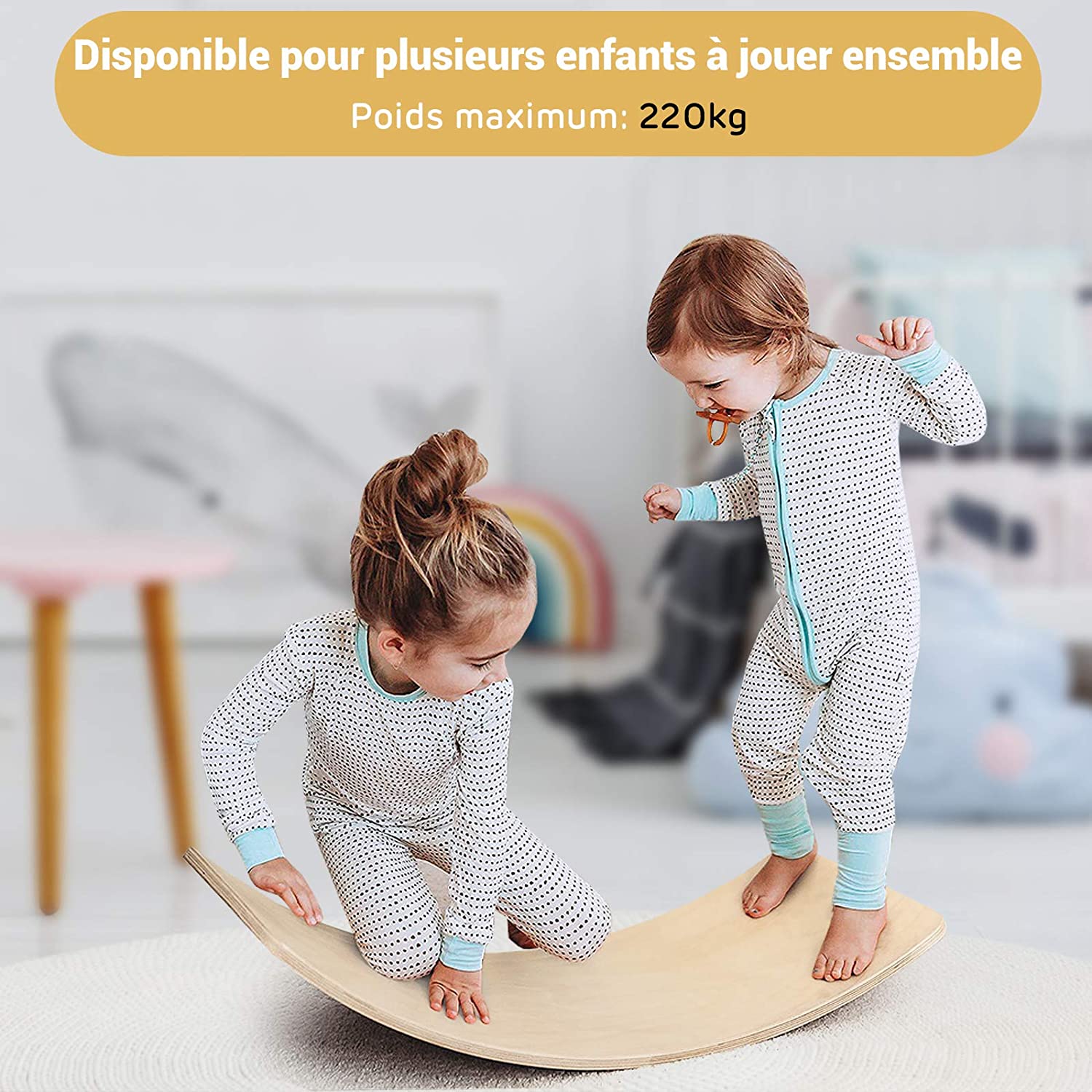 Costway Planche À Bascule En Bois Incurvée Avec Feutre Charge 220kg Pour Yoga,sport Pour Adultes