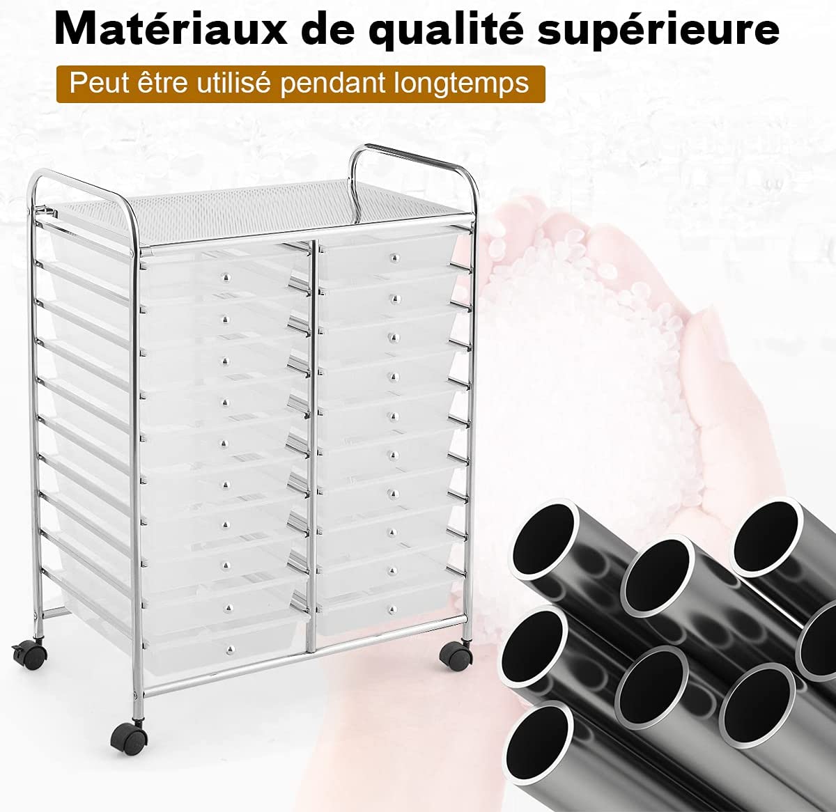 Coatway Tour De Rangement Sur Roulettes Avec 20 Tiroirs 64 X 39 X 88 Cm