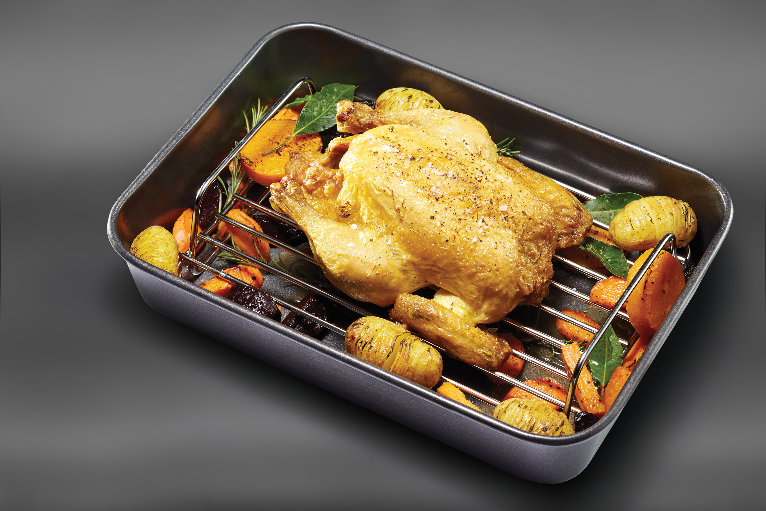 Masterclass - Plat À Rôtir En Acier Inoxydable Avec Grille De Taille Moyenne, 37 X 28 X 6,5 Cm