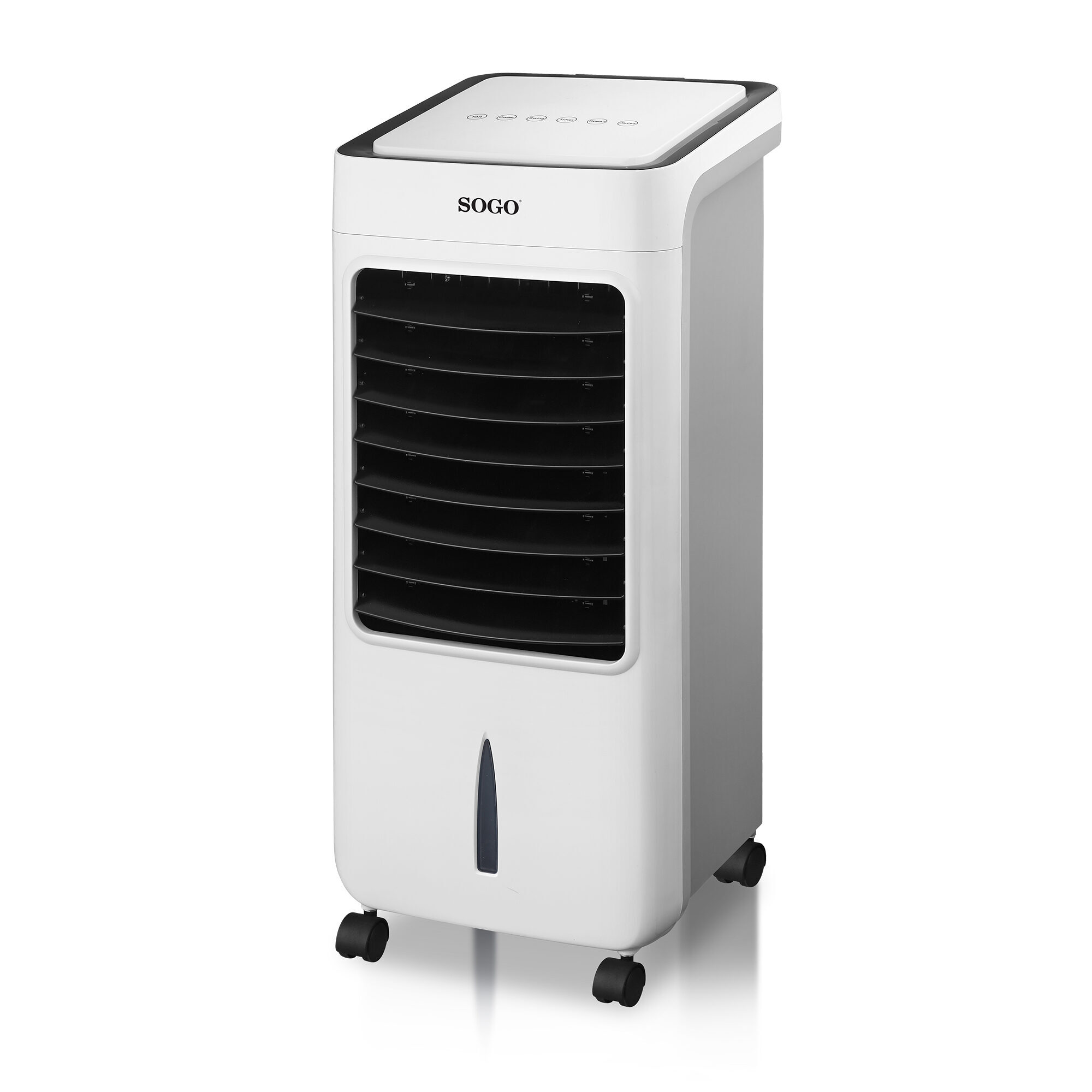 SOGO Climatizzatore Portatile 3 in 1, 80W, Umidificatore, Ionizzatore, 3 Velocità, Timer 12h, LED, Telecomando, Oscillazione 120°