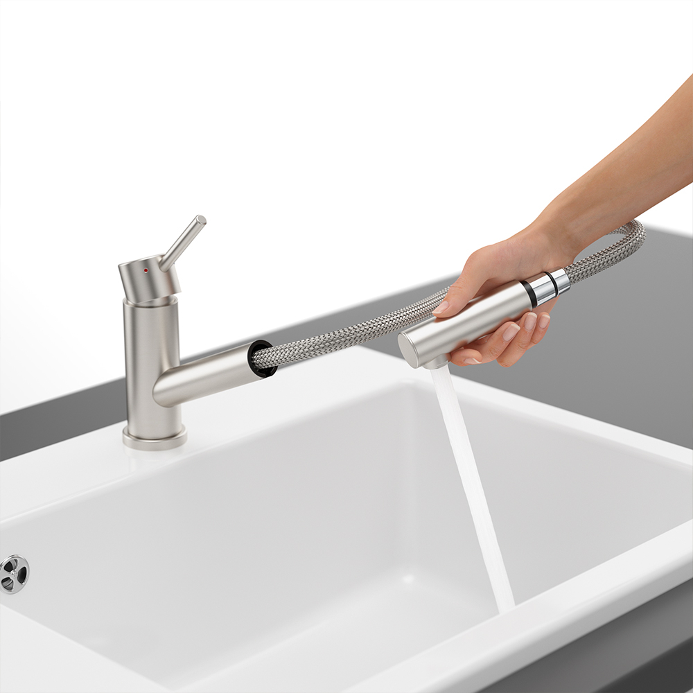 Robinet Cuisine Como Shower Basse Pression, Acier Massif