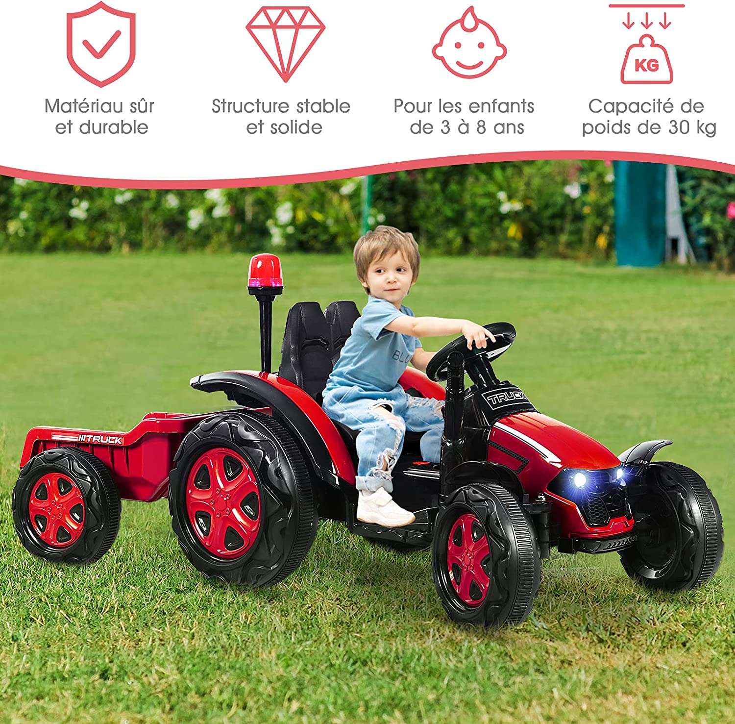 Tracteur Electrique Avec Télécommande 2.4g,12v 7ah, Vitesse : 3-8 Km/h