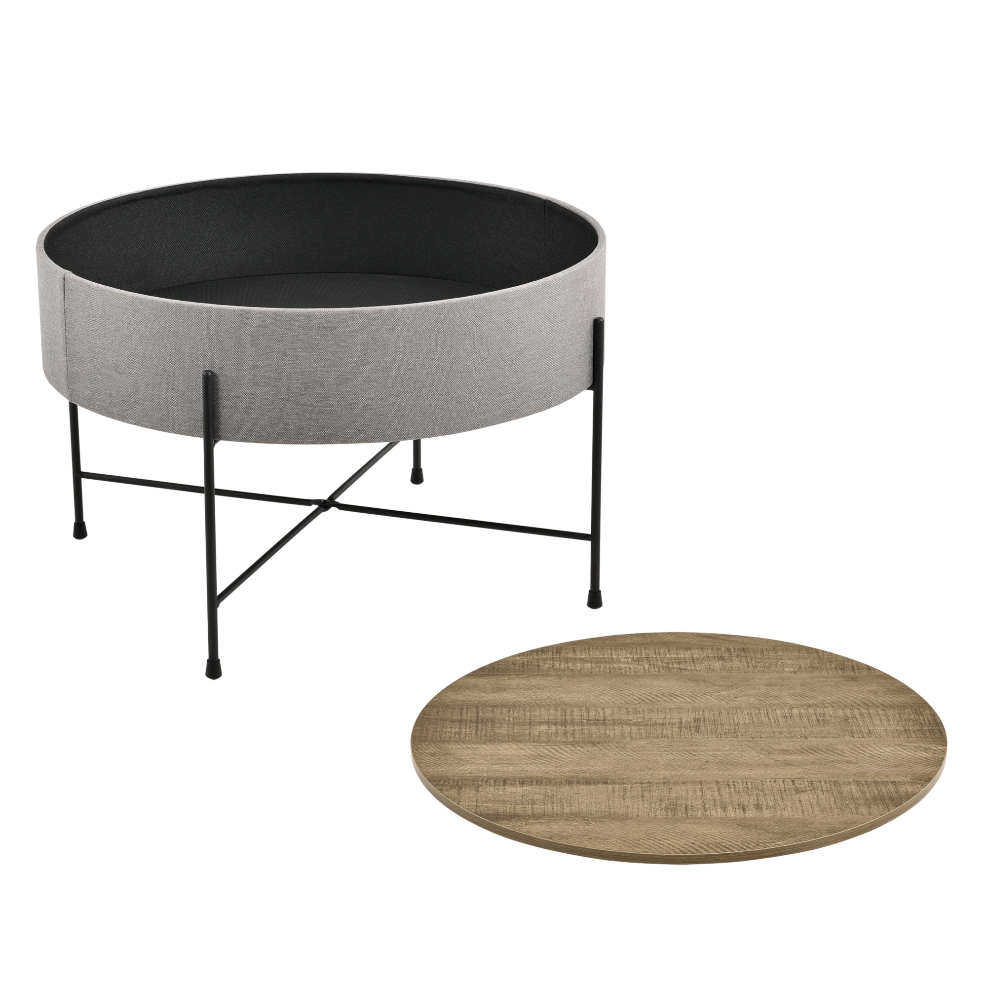 Table Basse Avec Plateau Amovible Tauranga Effet Noyer Gris Noir 40X60Cm