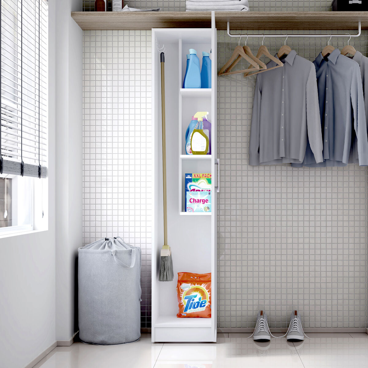 Armoire High Home 1 Porte 170x35x32 Blanc Venprodin | Meuble Espagnol de Qualité Supérieure