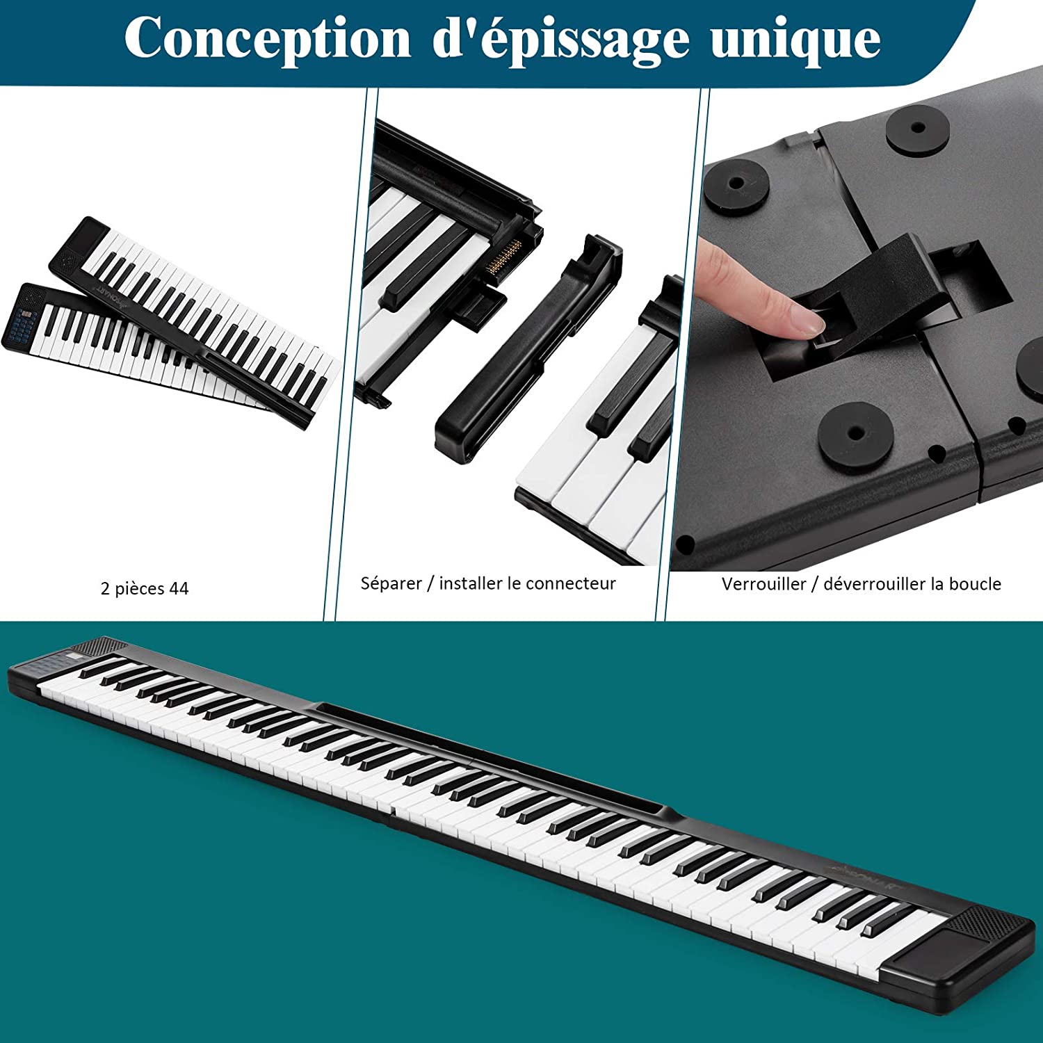 Clavier Électronique Portable 2 En 1 88 Touches Avec Fonction Bluetooth Piano Numérique