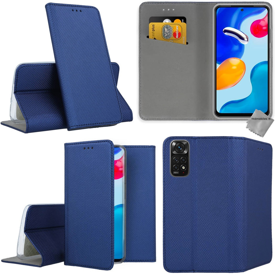Housse Etui Coque Pochette Portefeuille Pour Xiaomi Redmi Note 11 4g / Redmi Note 11s + Film Ecran - Bleu Magnet