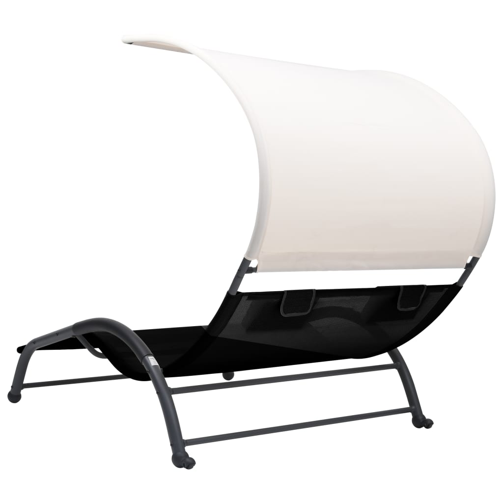 Chaise Longue Double Avec Auvent Textilène Noir Vidaxl à Prix Carrefour
