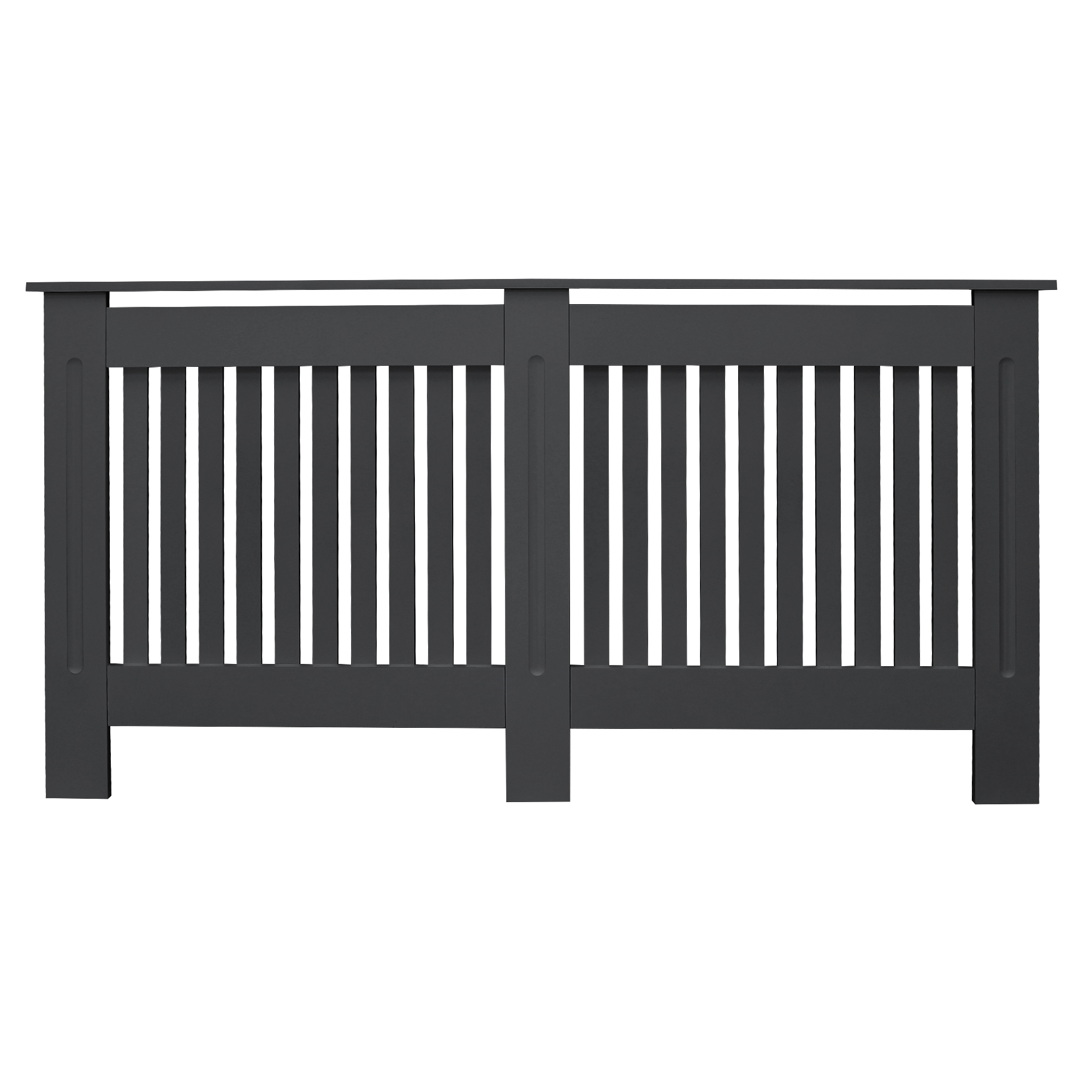 Cache-radiateur Style Maison De Campagne Habillage Mdf Anthracite  152x19x82 Cm