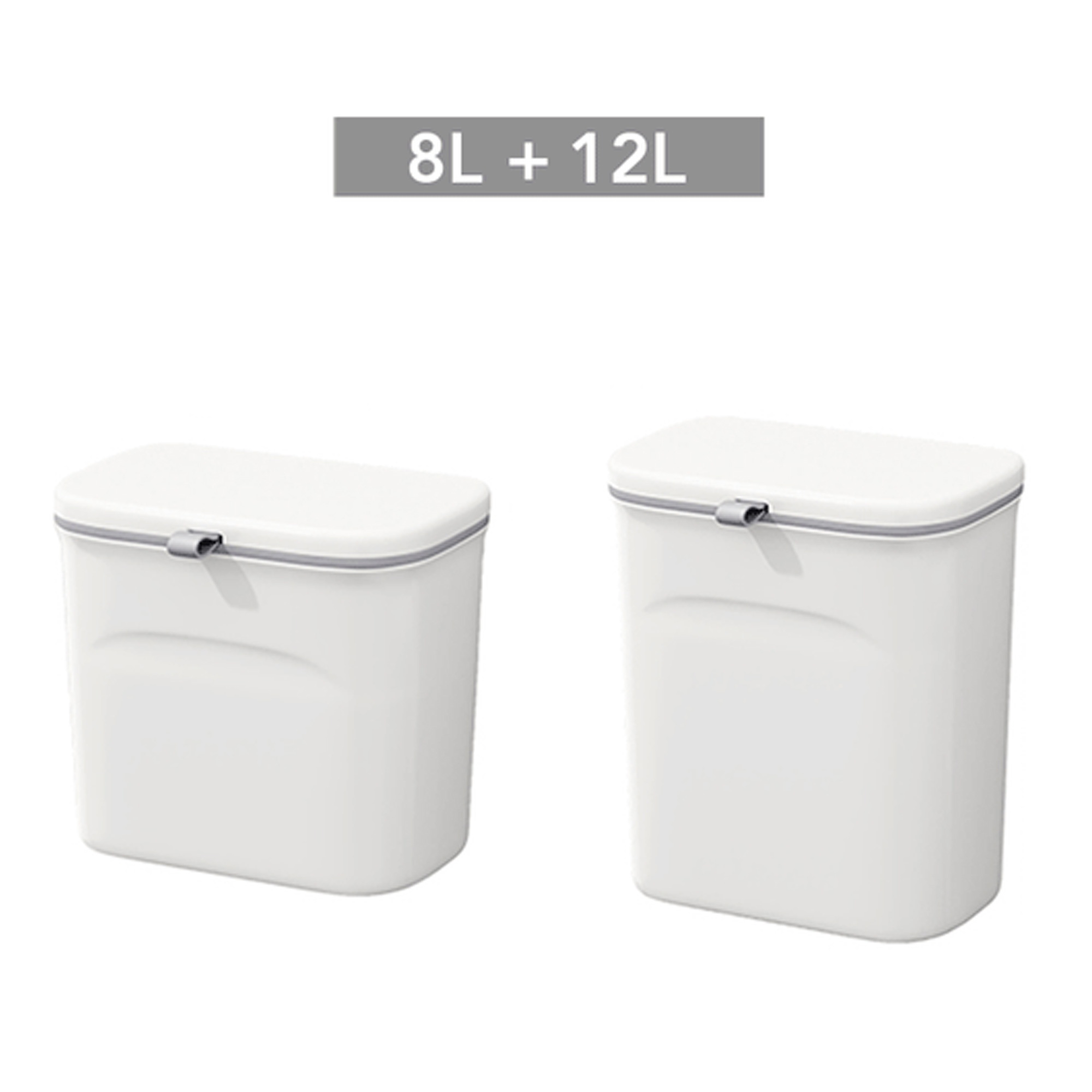 Lot De 2 Poubelles 8 Et 12 L, Multifonctionnelles, À Fixer Au Mur Ou