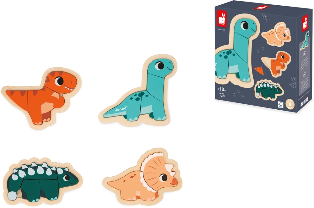 Janod Jeu De Puzzle Dino 4 Difficultés