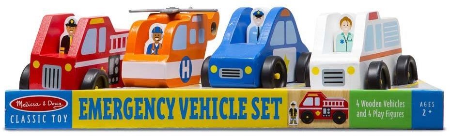 image: Image: Melissa & Doug Ensemble De Véhicules D’urgence En Bois