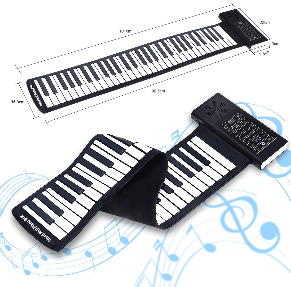 Costway Piano Portable Et Pliable 61touches Clavier De Piano Électronique Silicone Souple Roll Up