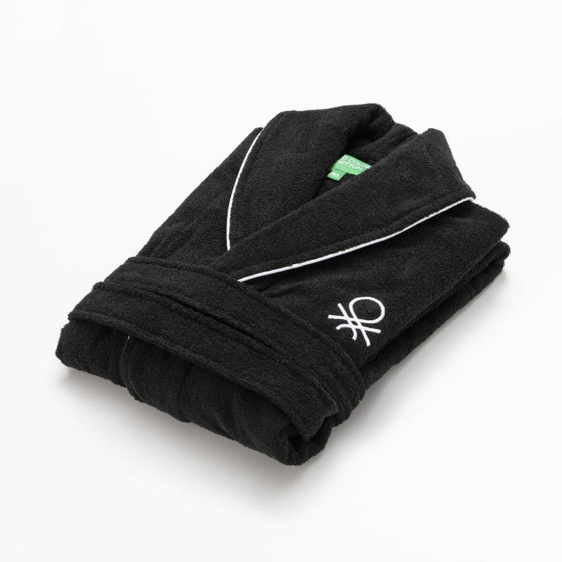 Peignoir De Bain Benetton Noir 100 % Coton 360 G/m²