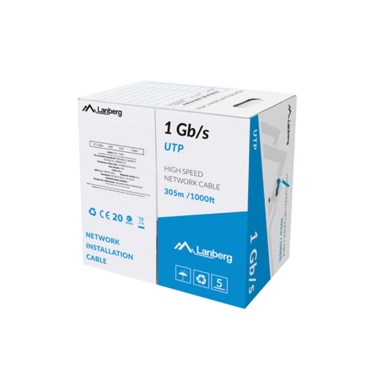 Câble Ethernet Lan Lanberg Lcu6-10cc-0305-b Bleu 305 M