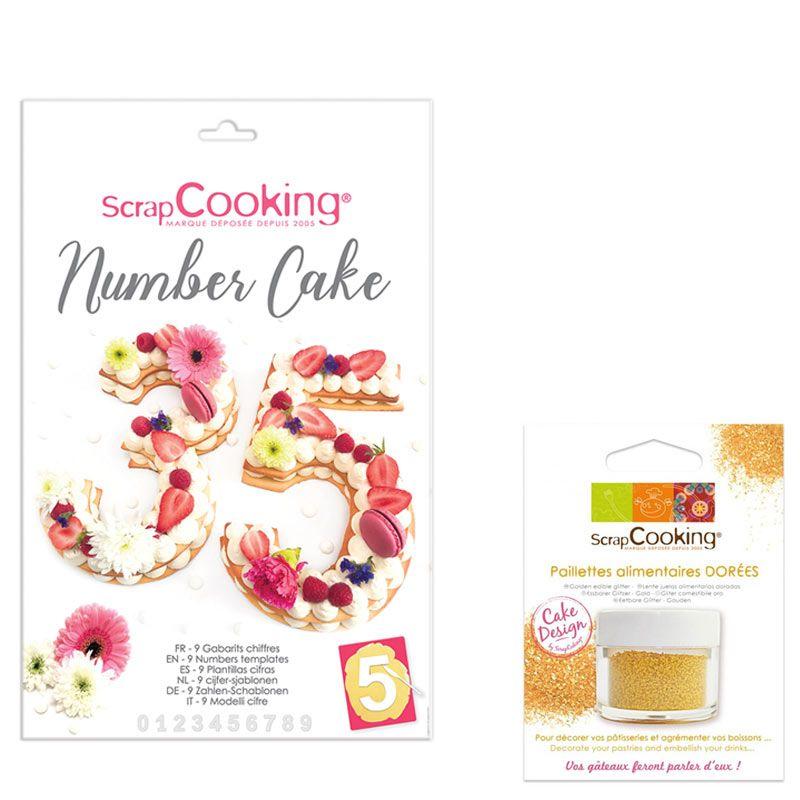 Coffret Number Cake + Paillettes Dorées
