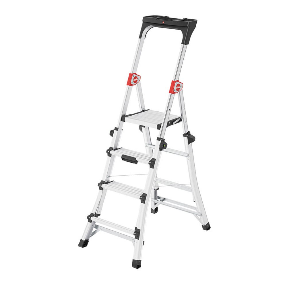 HAILO Escabeau aluminium pliable - 4 marches - Hailo L60 – Sécurisé et ultra léger - 2,85M