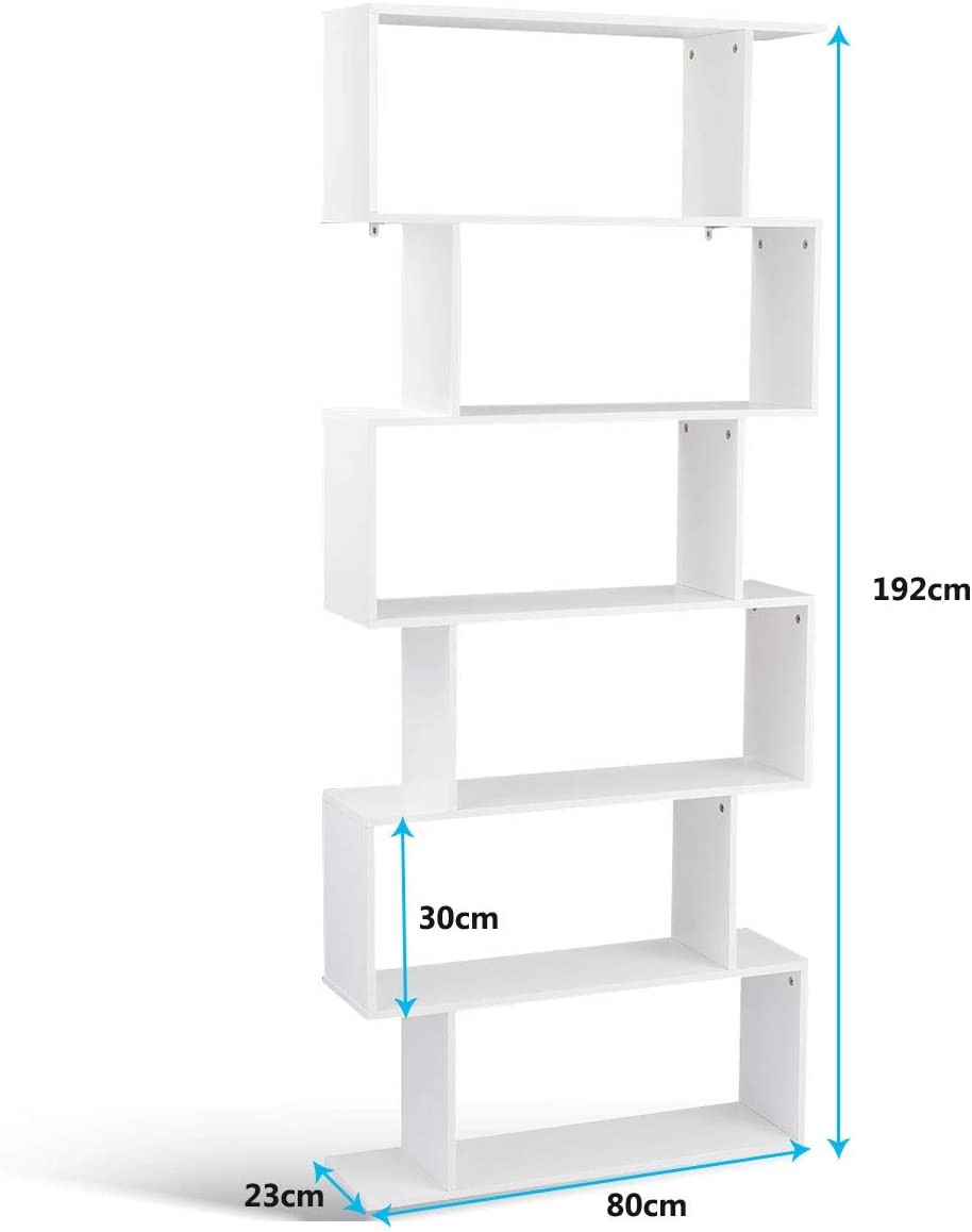 Costway  Bibliothèque Étagère Pour Livres Meuble De Rangement À 6 Niveaux De Style