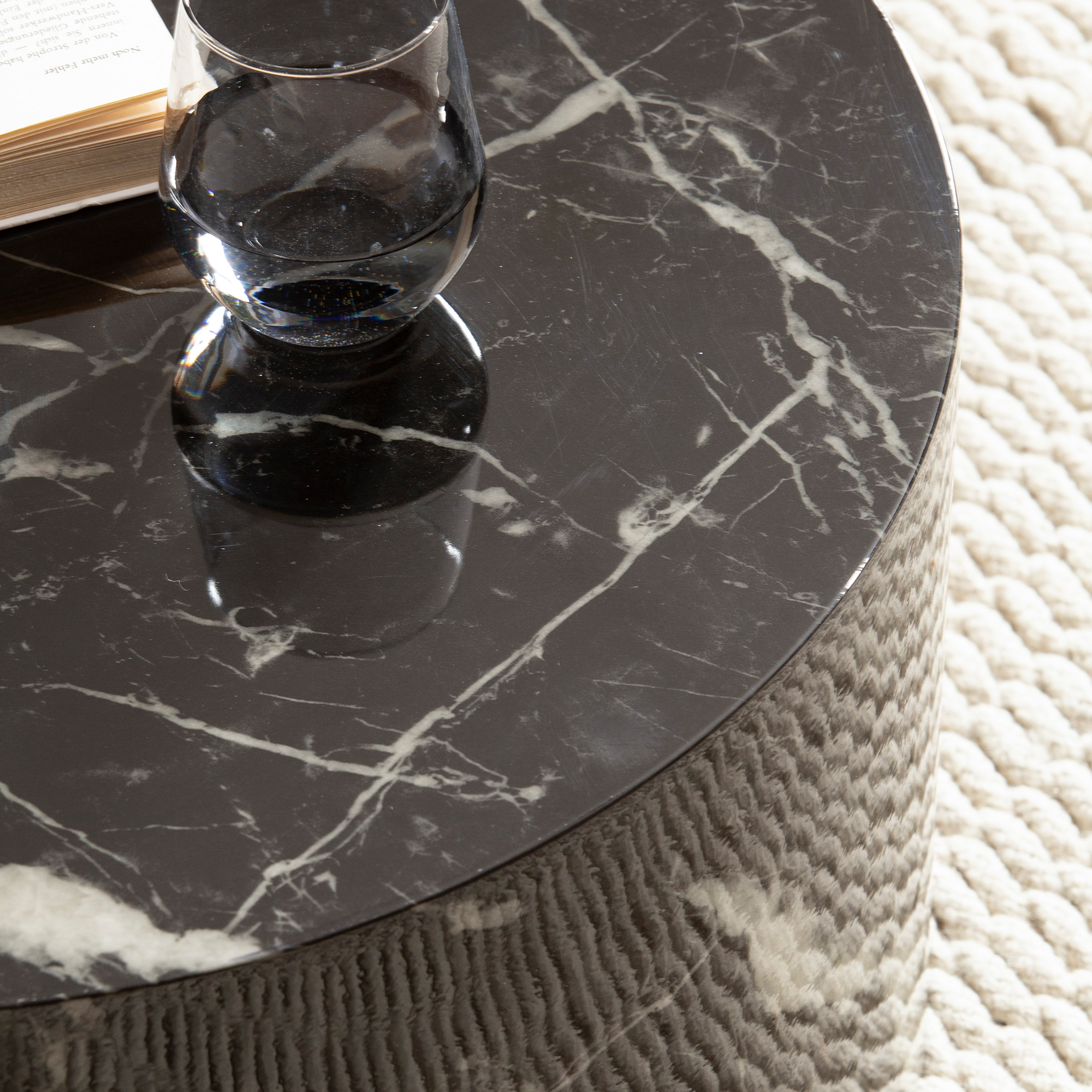 Finebuy Table Basse Aspect Marbre 60 Cm Table De Salon Ronde Moderne Brilliant