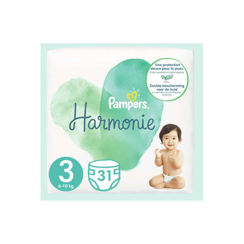 Pampers Couches Taille 3 (6-10 Kg), Harmonie, 124 Couches Bébé (lot De 4 X 31) PAMPERS