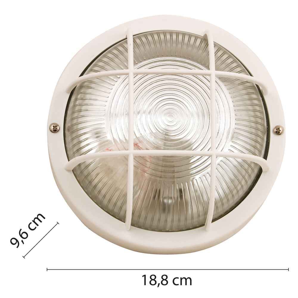 Bubble: Hublot Rond En Verre Et Plastique. E27 Max 60w - Blanc