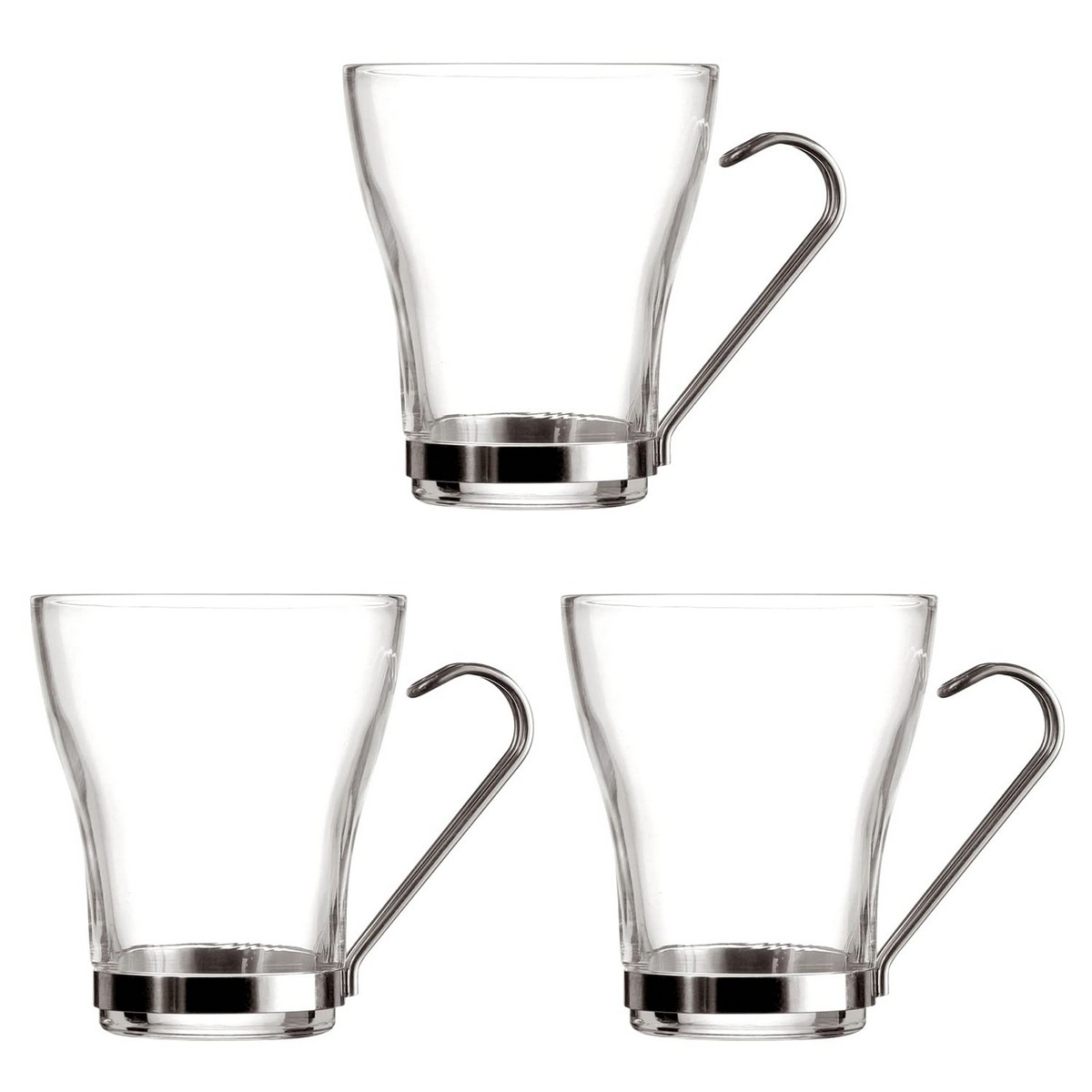 Ensemble De Tasses À Café Quid Transparent Acier Verre (250 Ml) (3 Unités)