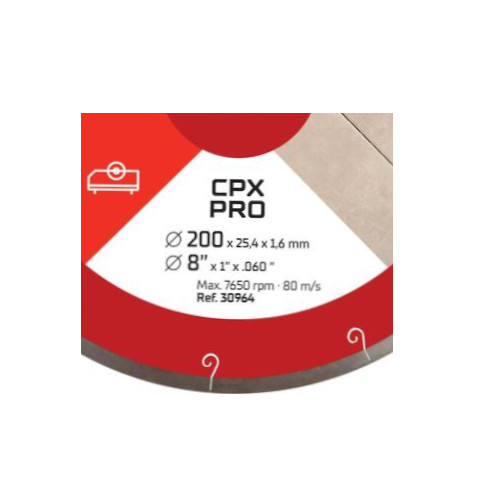 Disque Diamant Pour Grès Porcelaine J-slot 200 X 25,4 X 1,6mm Cpx-200 Pro Rubi