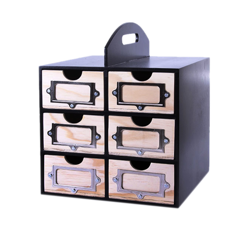 6 Drawer Utility Box with Handle - Black Frame