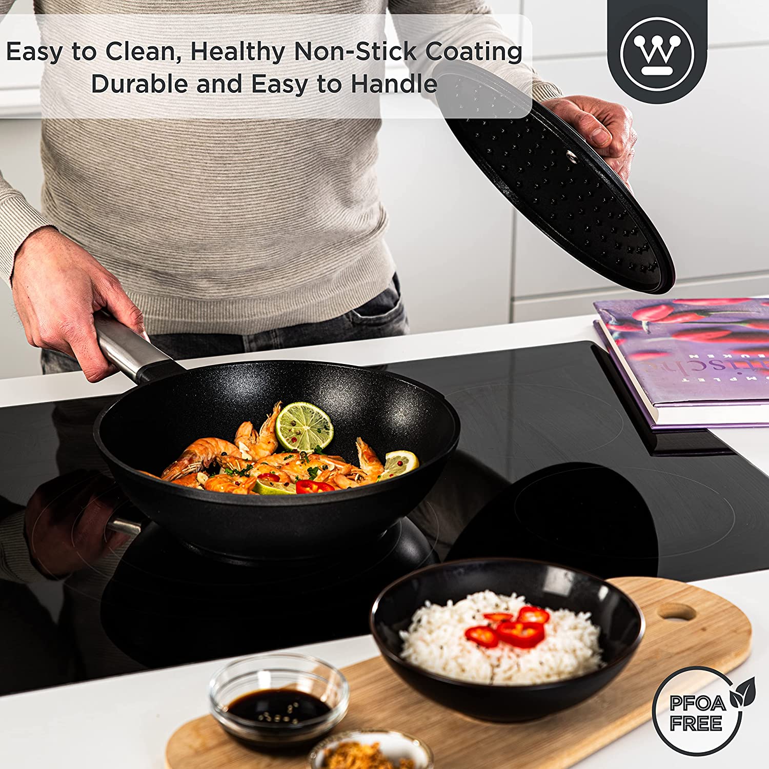 Westinghouse - Série Performance - Poêle Wok 28 Cm - Induction - Noir