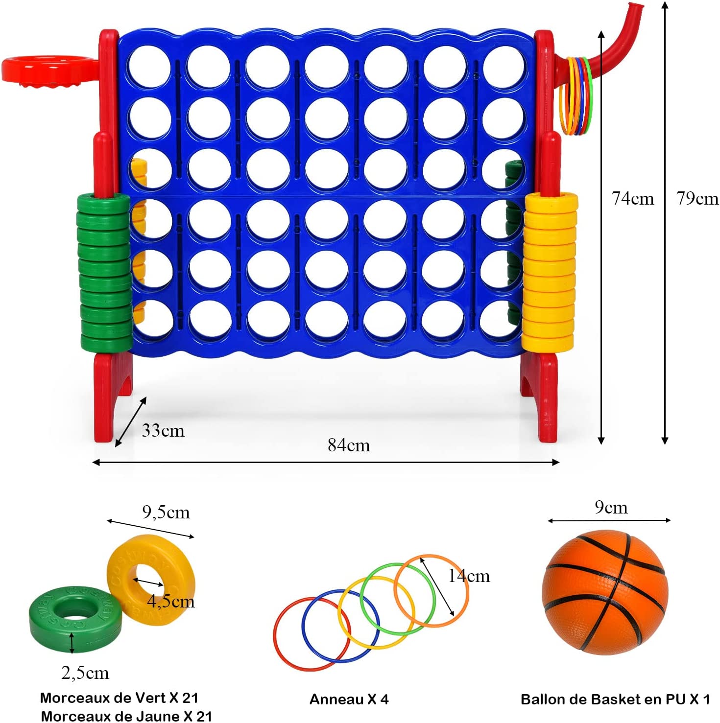 Jeux Puissance 4 Géant Pour Enfant, Jeu De Société 3 En 1 Avec Panier De Basket-ball