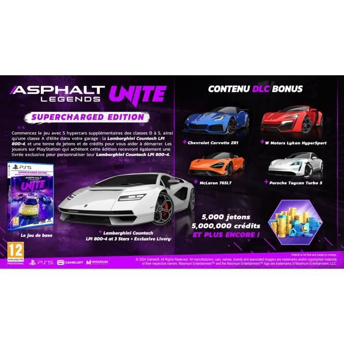 Asphalt Legends Unite - Jeu PS5 - Supercharged Edition - Neuf