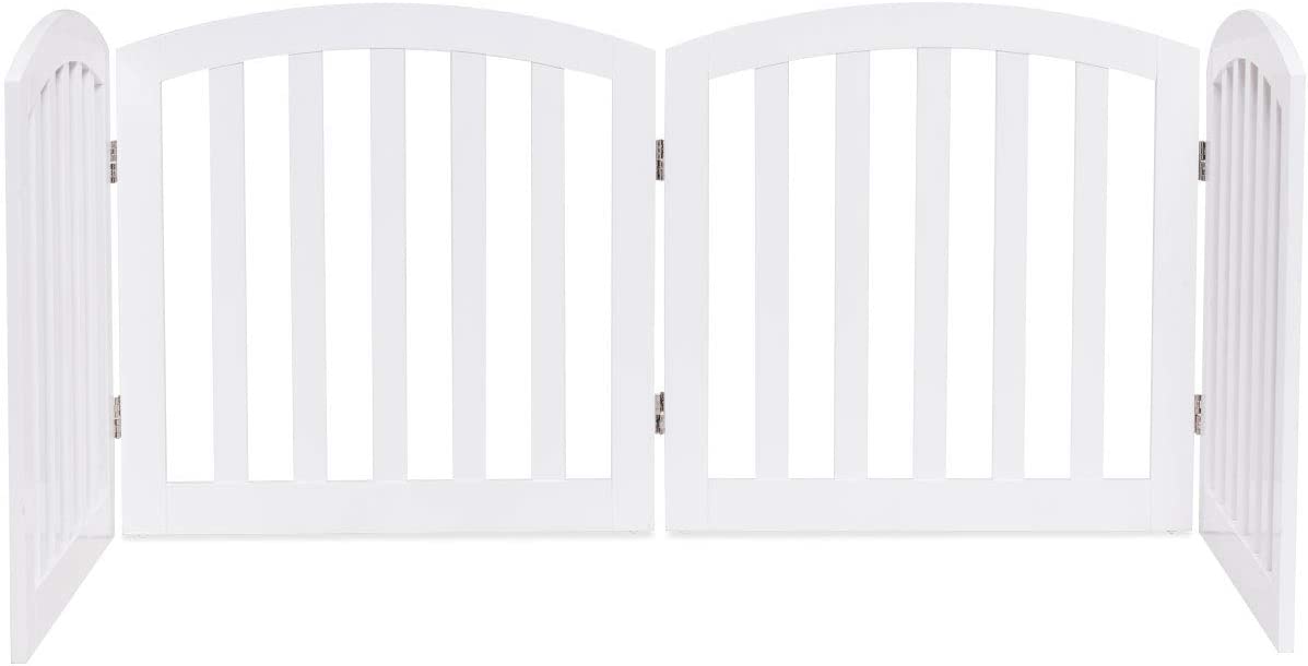 Costway Barrière En Bois 3/4 Pièces Pour Chiens, Pliable Autoportante Avec Peinture Ecologique