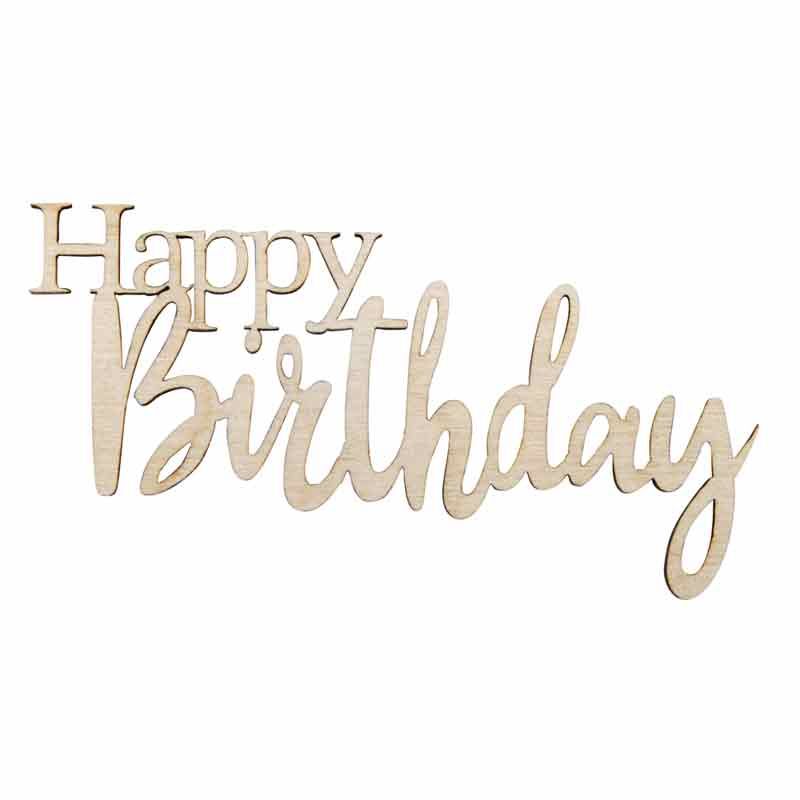 Mot En Bois 8,5 X 4,7 X 0,3 Cm - Happy Birthday