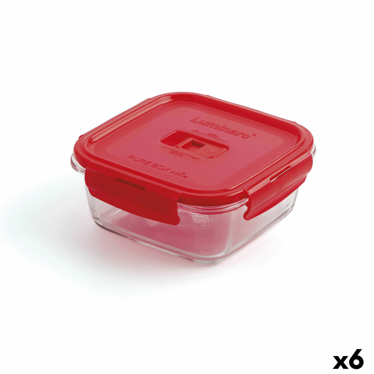 Boîte À Lunch Hermétique Luminarc Pure Box 760 Ml Rouge Verre (6 Unités)