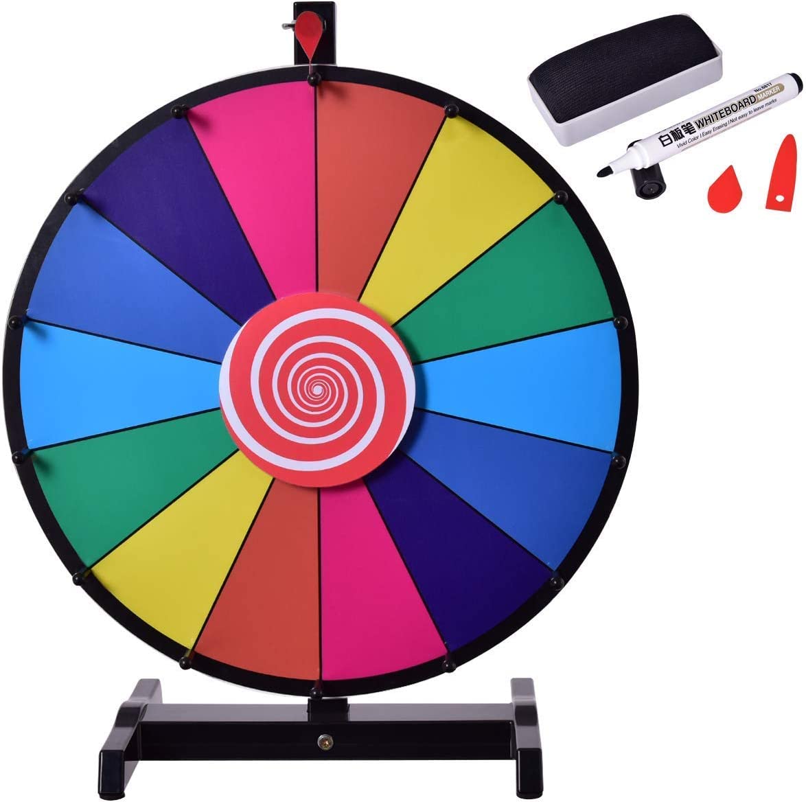 Costway Roue De La Fortune 18 Pouces Avec Trépied 14 Slot Roue De Loterie Avec Stylo Effaçable