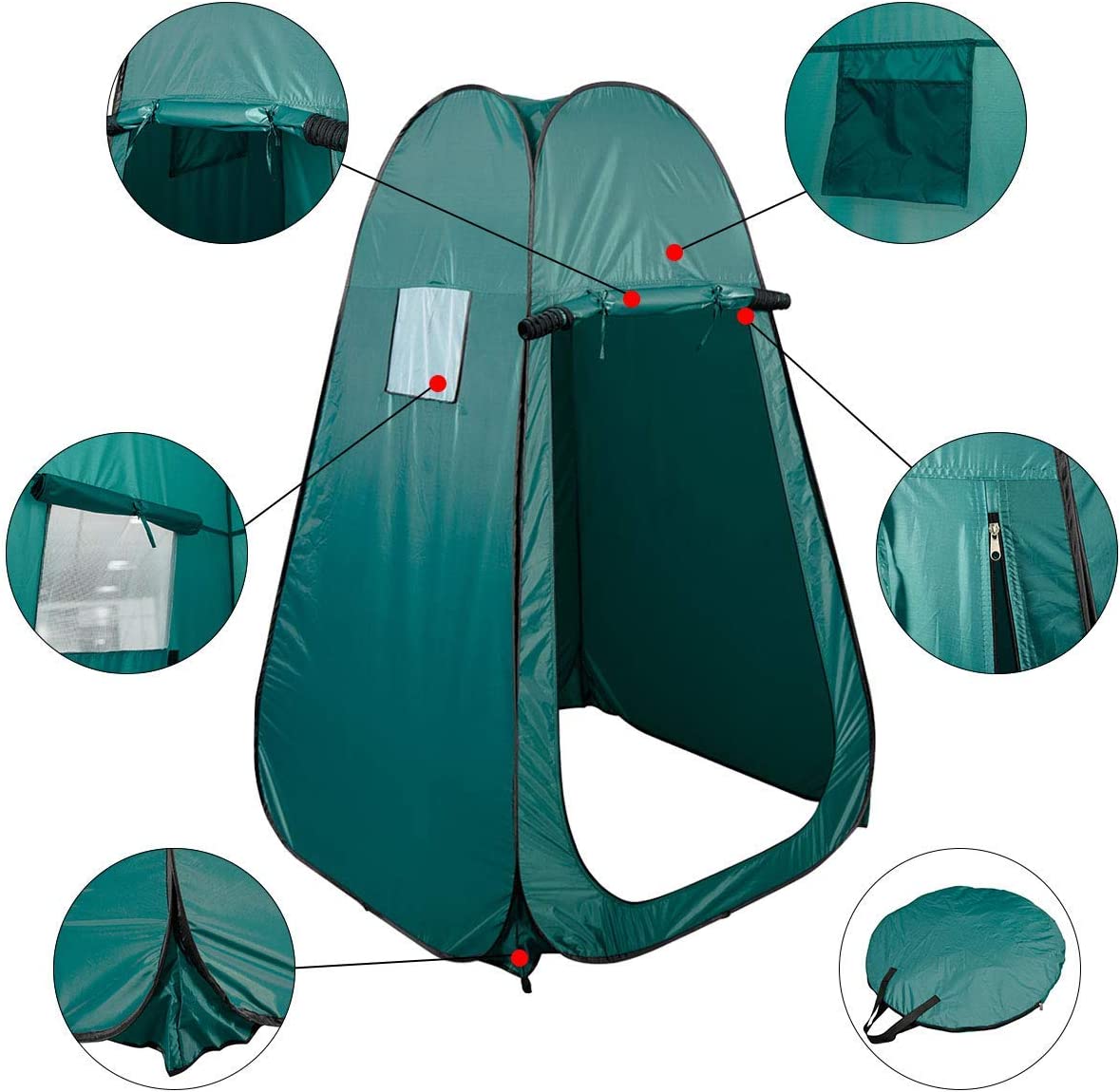 Costway Tente Instantanée De Douche Pop Up Toilette Portable Pour Camping, Vestiaire Pièce Unique 120 X 120 X 190 Cm