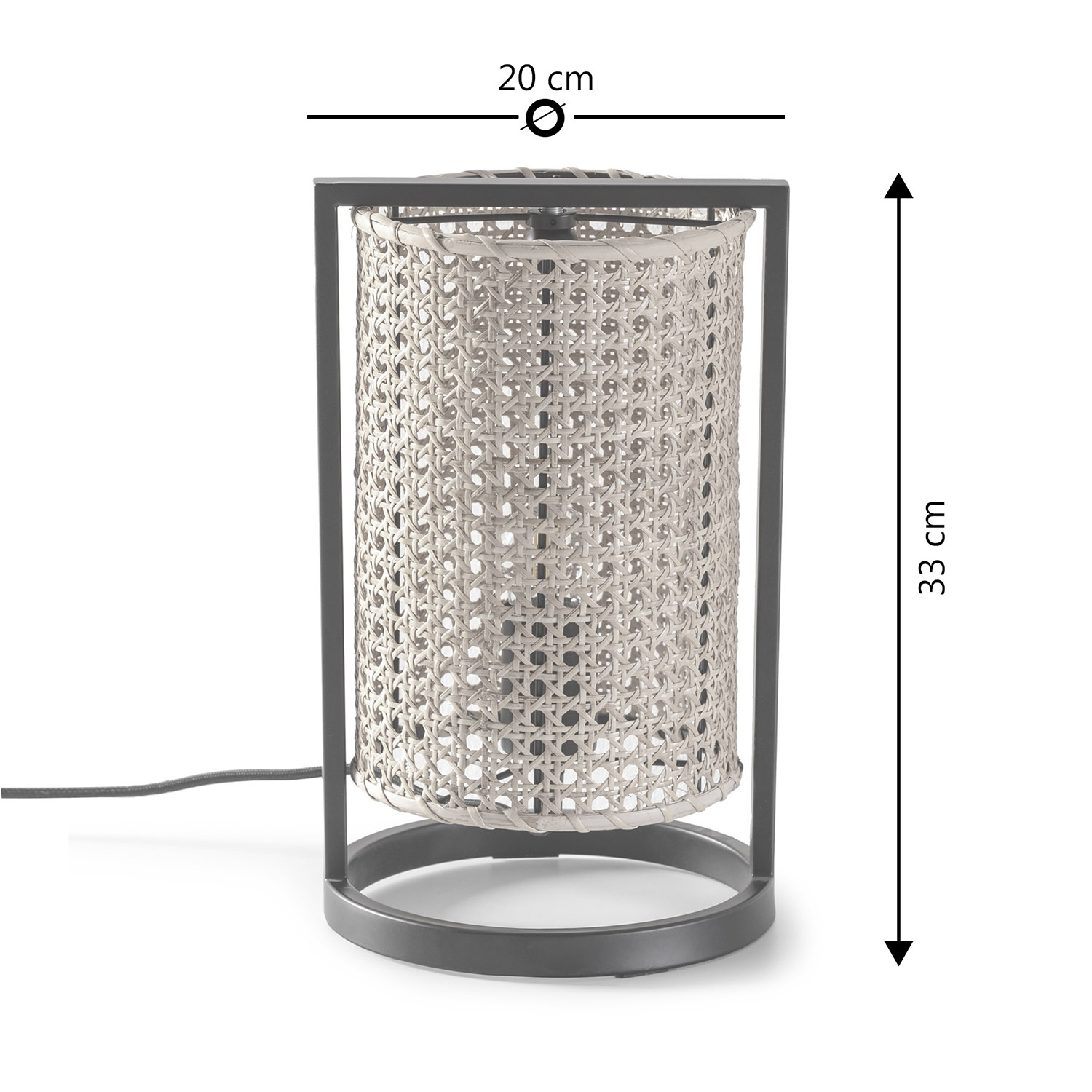 Lampe À Poser Isao En Rotin Naturel, Diamètre 20 Cm