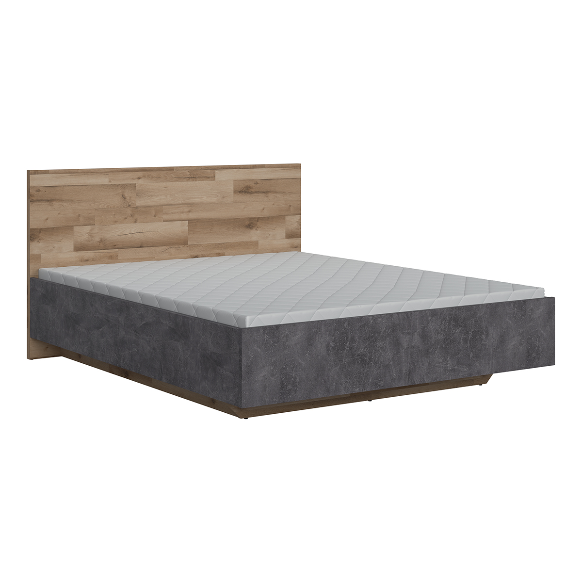 Lit Coffre 160x200 Sommier Inclus Basile Bois Et Béton
