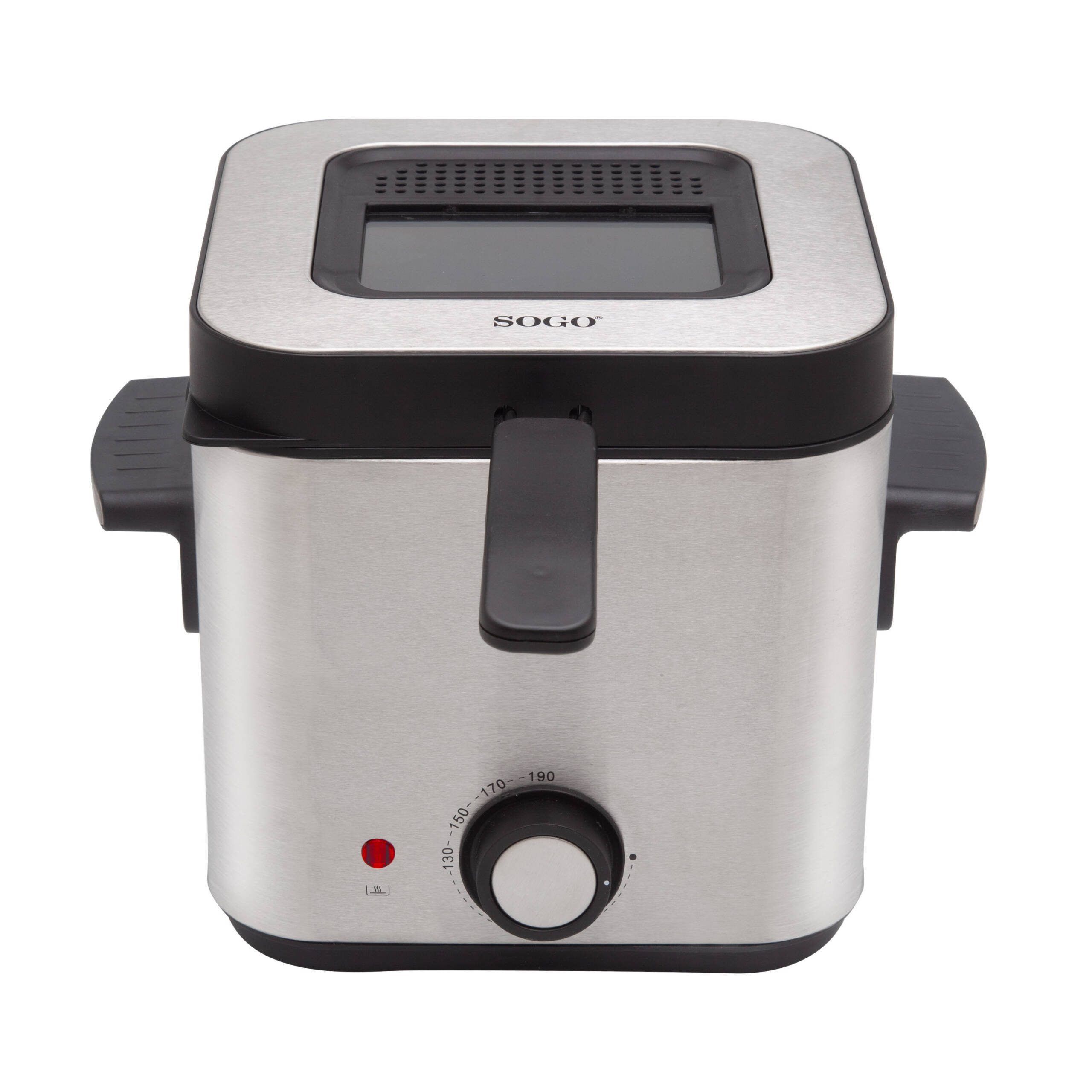 SOGO Friggitrice Elettrica 1.5L 980W in Acciaio Inossidabile - Termostato Regolabile, Coperchio con Finestra, Cestello Rimovibile