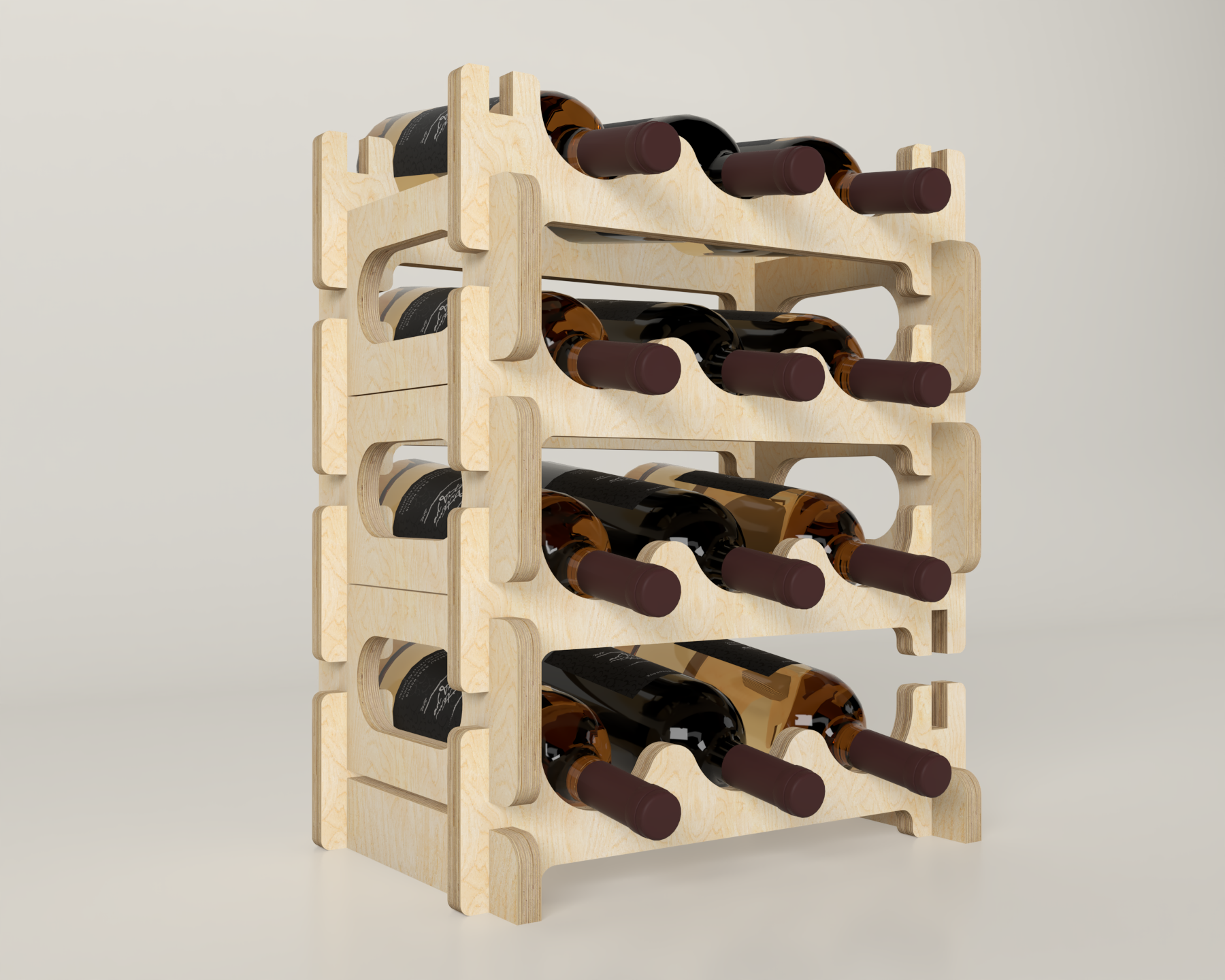 Lizzy Wine Rack 3 wide 12 bottle