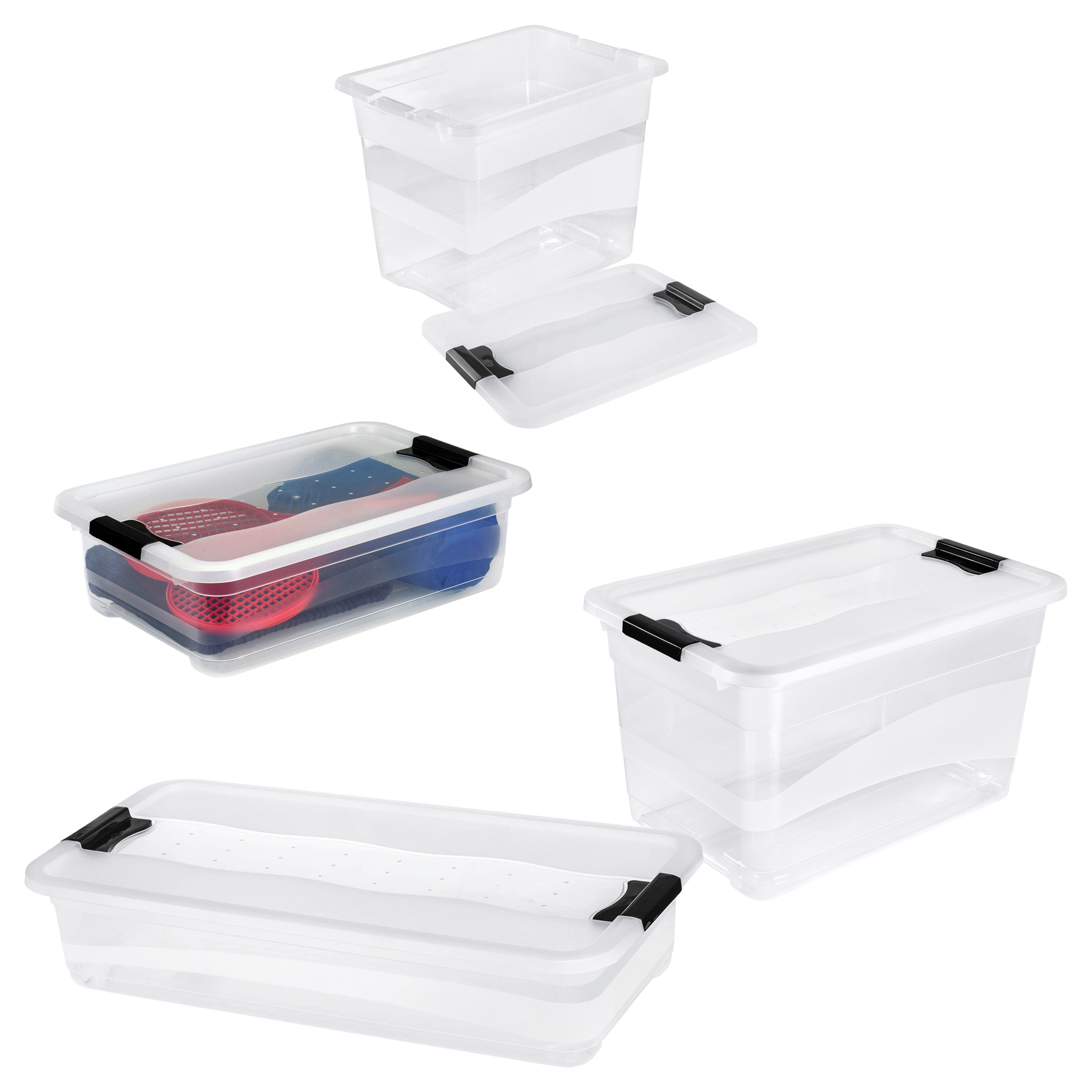 Pack 4pc De Cubes De Rangement Avec Couvercle En Plastique De Puits De ...