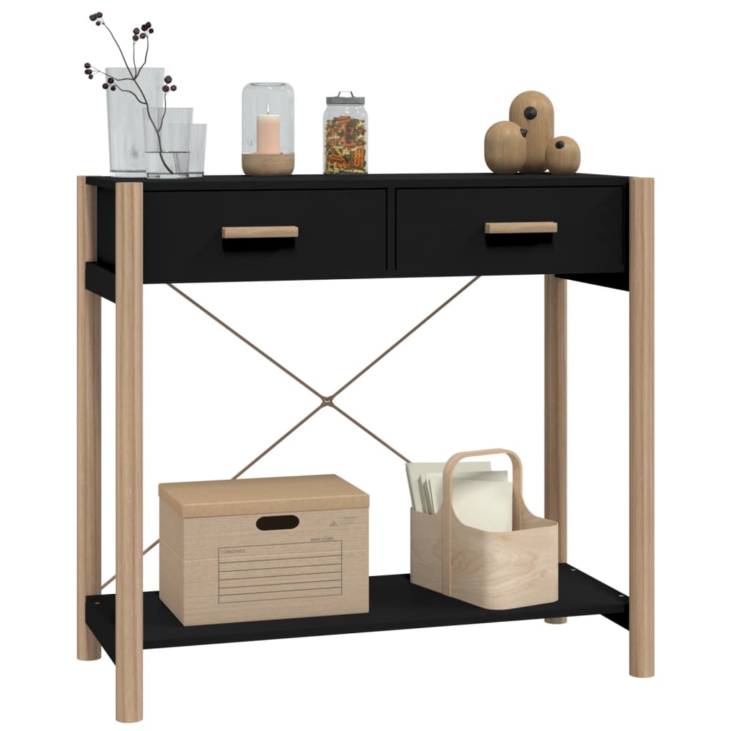 Table Console Noir 82x38x75 Cm Bois D'ingénierie Vidaxl à Prix Carrefour