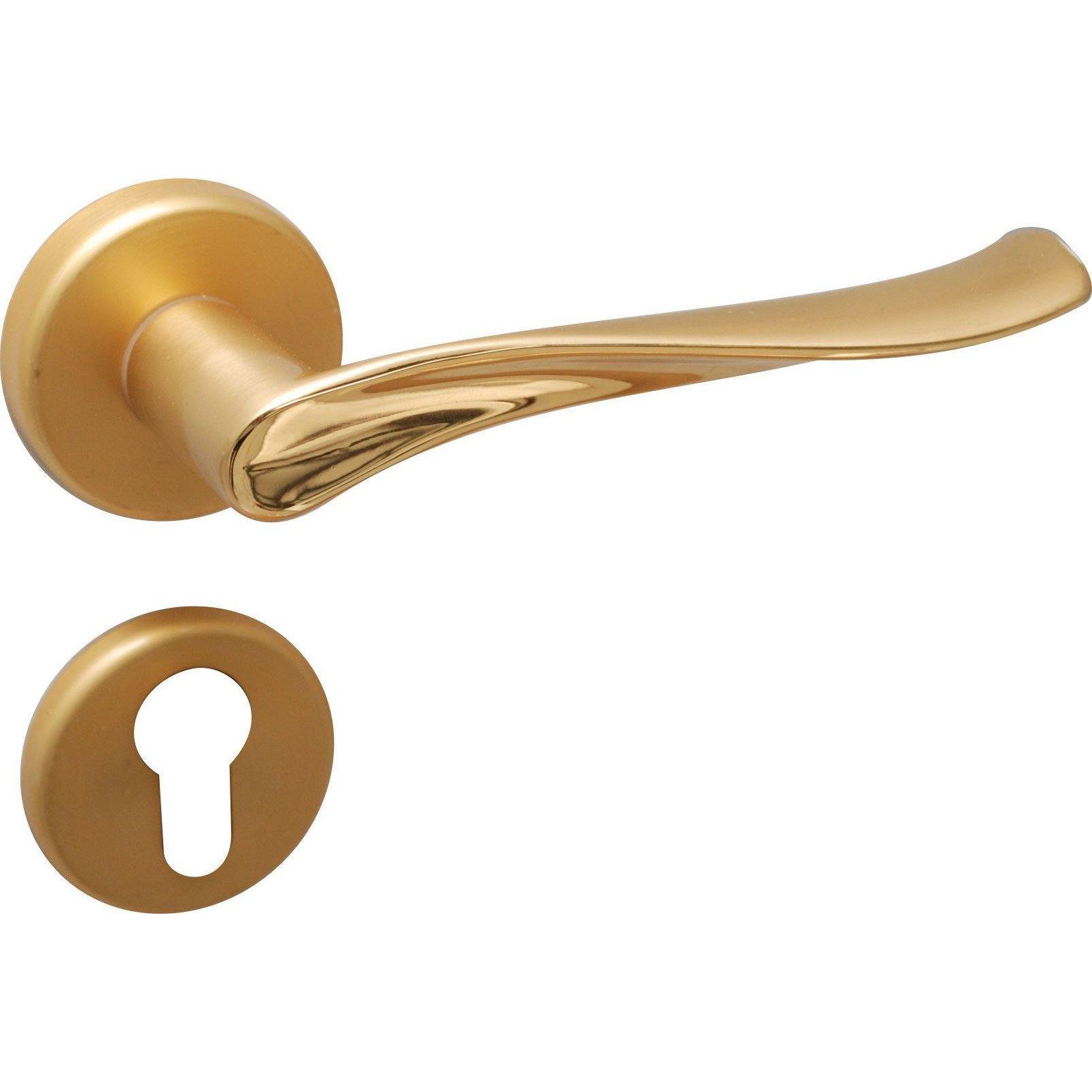 Two-tone lever handle on rose