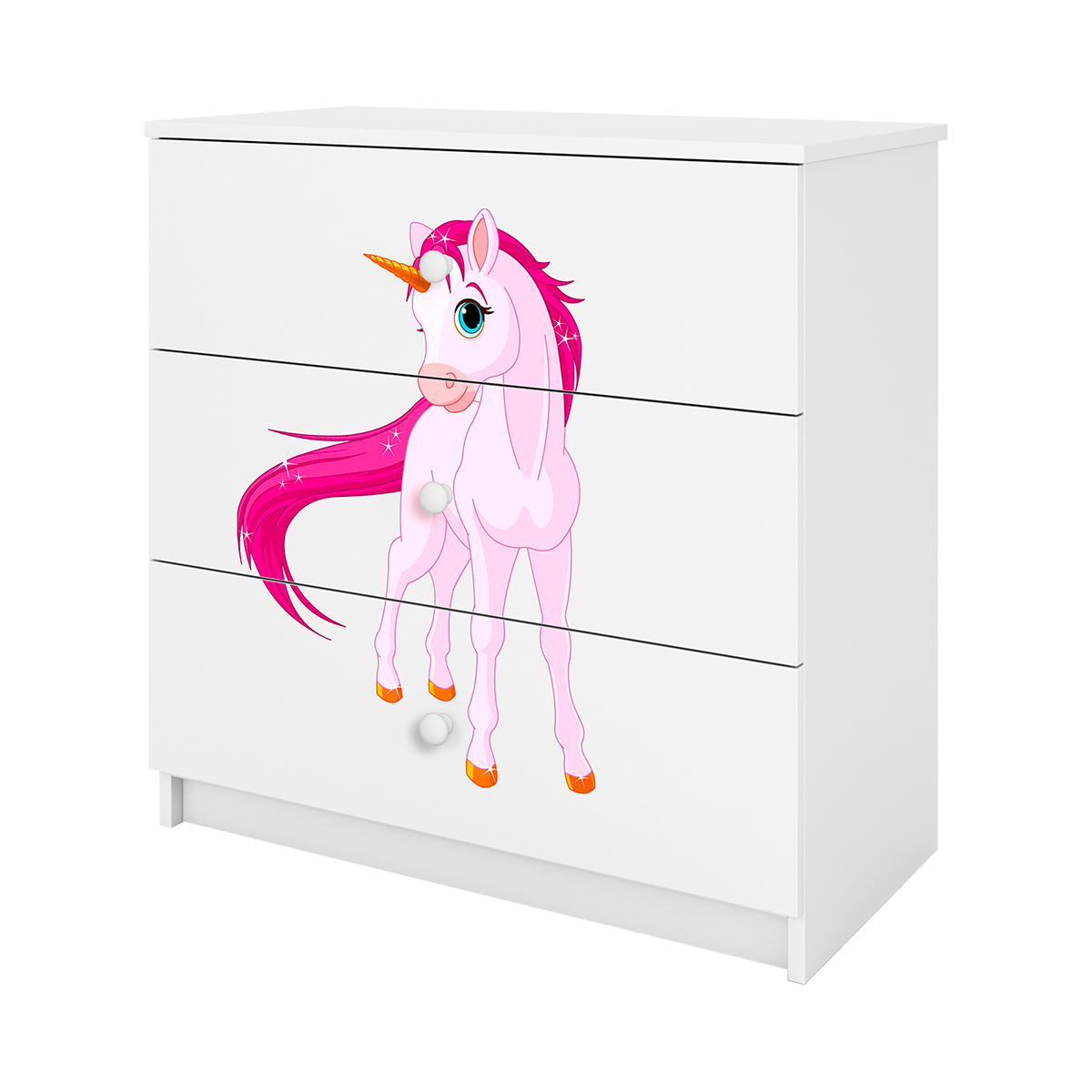Commode 3 Tiroirs Babydream Licorne - Blanc