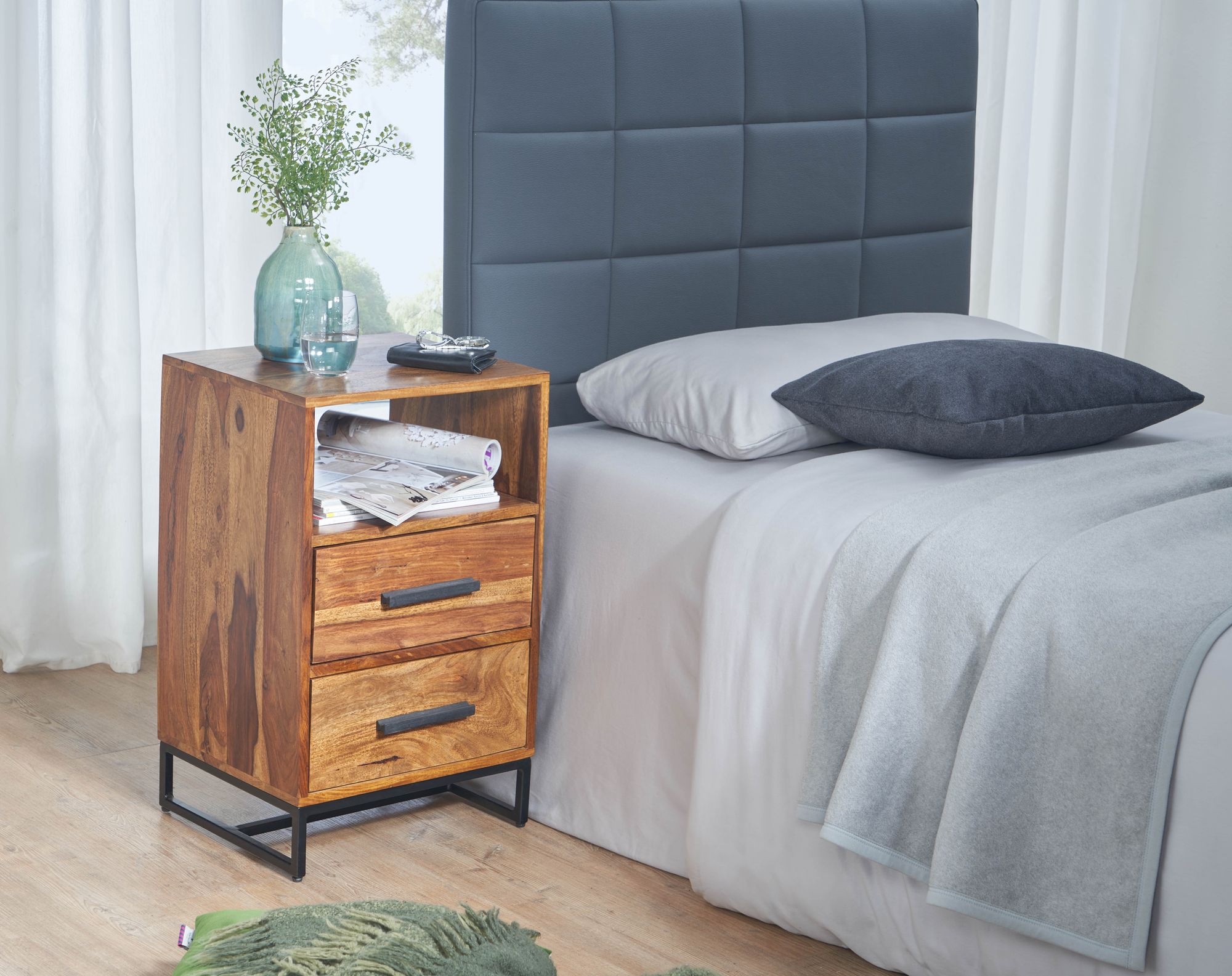Finebuy Table De Chevet Bois Massif 40x35x66 Cm Table De Nuit D'appoint Haute